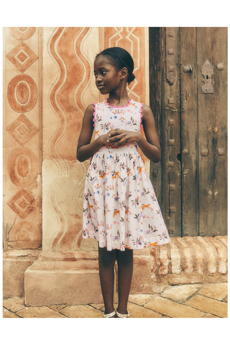 Kids' Harper Cross Back Cotton Jersey Dress, Alternate, color, SOFT IVORY JUNGLE