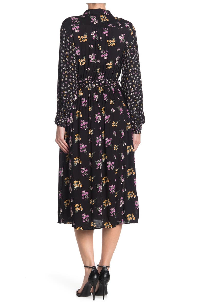 Angie Button Front Floral Printed Midi Dress, Alternate, color, 