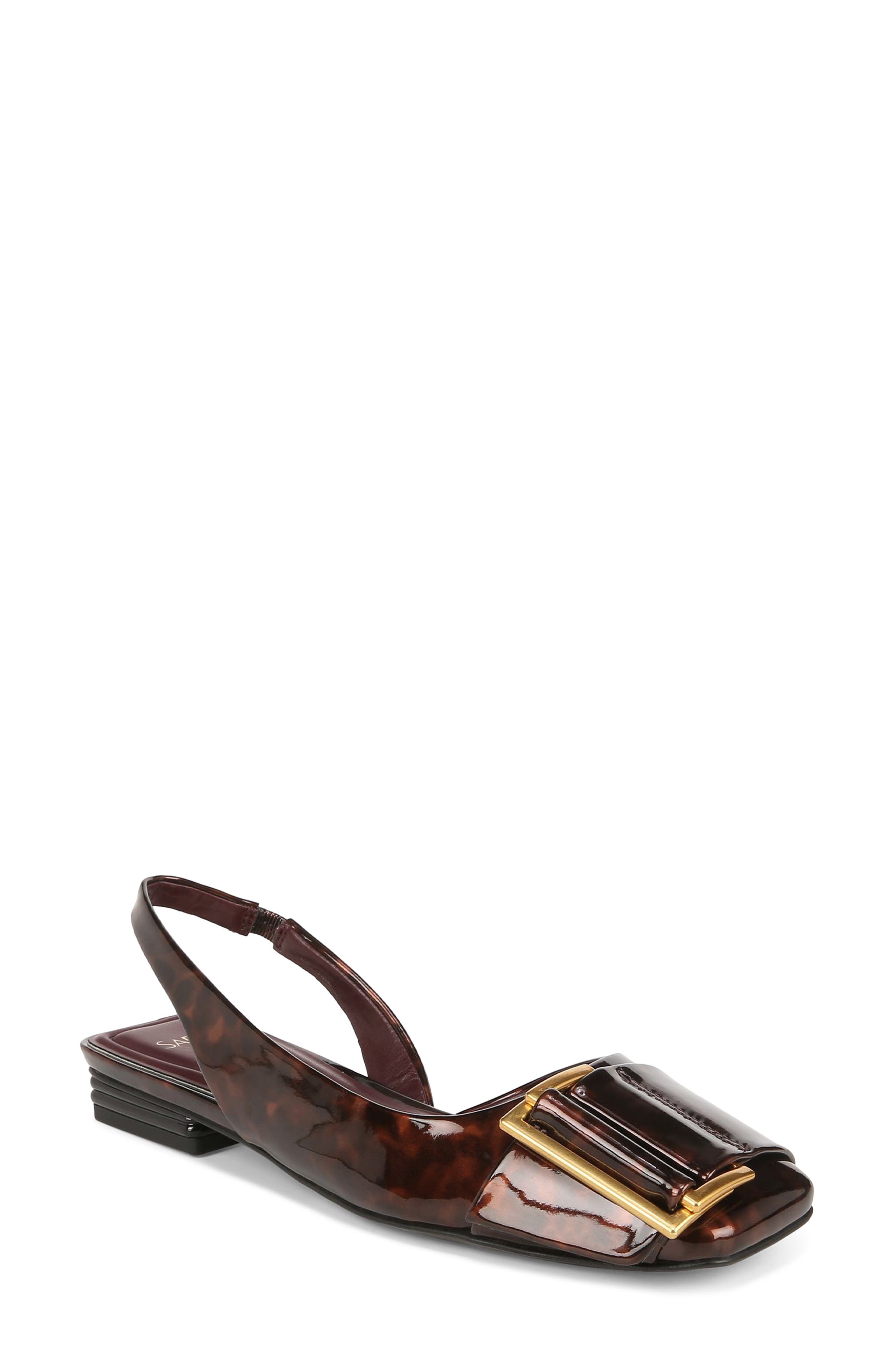 Tracy Slingback Square Toe Flat, Main, color, BROWN