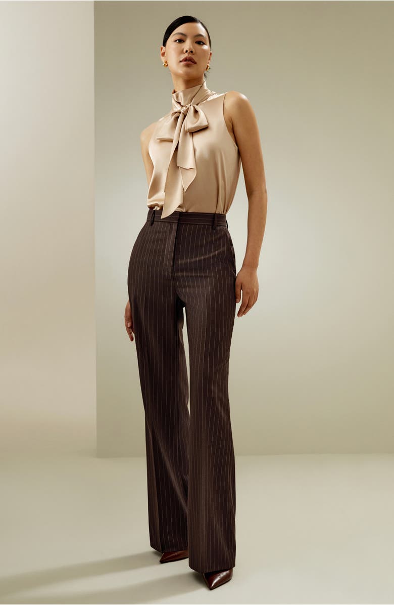 Lilysilk Sleeveless Tie-Neck Silk Blouse, Alternate, color, Light Camel