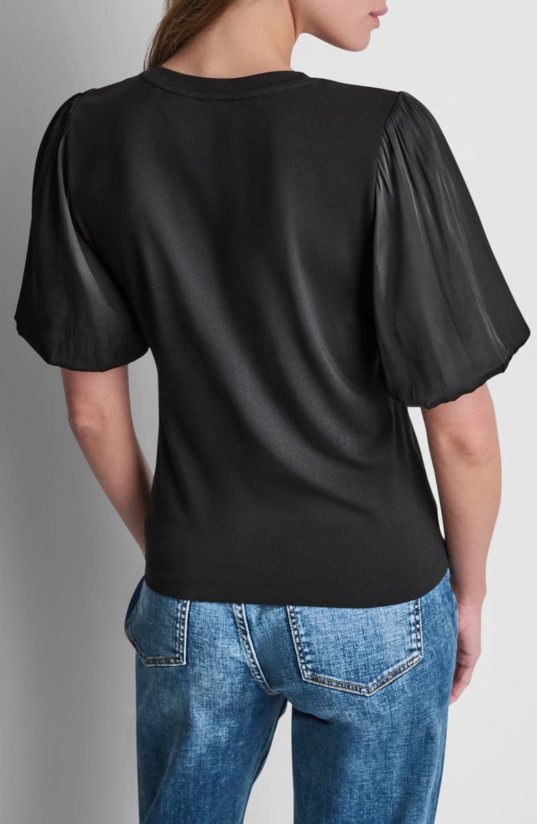 DKNY Mixed Media Top, Alternate, color, Black