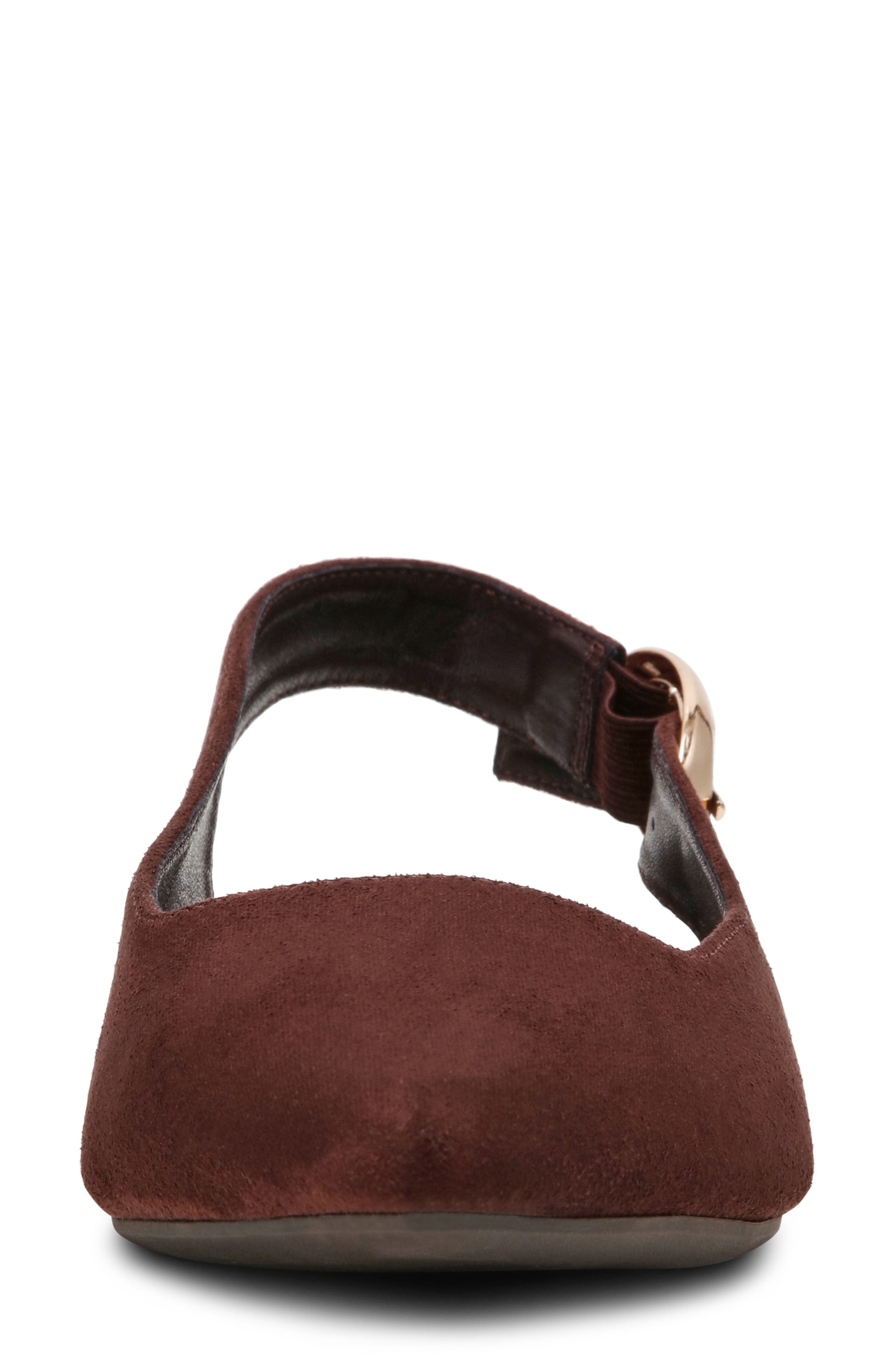 Kalil Faux Leather Slingback Pointed Toe Flat, Alternate, color, BROWN MICROSUEDE