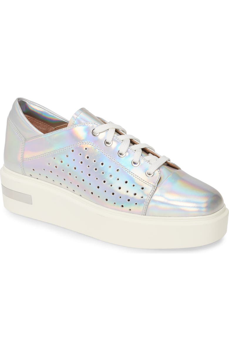 Linea Paolo Kendra Platform Sneaker, Main, color, Silver Iridescent Leather