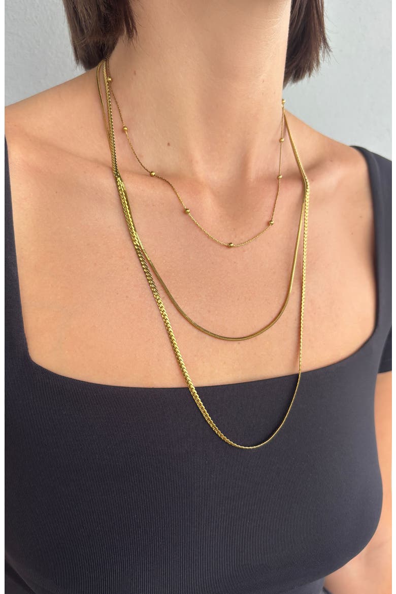 18k Gold Plated 3-Piece Necklace Set, Main, color, GOLD