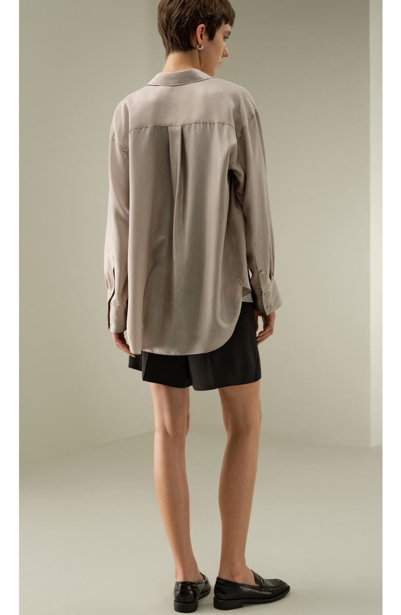 Lilysilk Pinstriped Oversized Silk Shirt, Alternate, color,