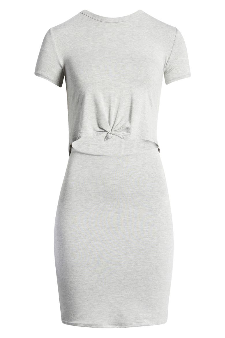 Knot Front Short Sleeve Minidress, Alternate, color, HEATHER GREY