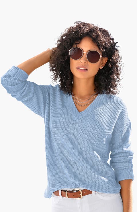 Ribbed V-Neck Sweater
