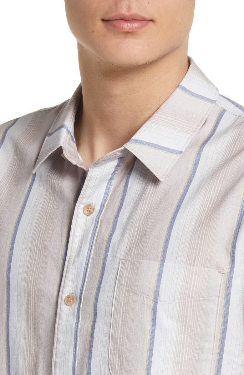 PAIGE Men's Cooper Stripe Cotton Button-Up Shirt, Alternate, color, Hazy Blush