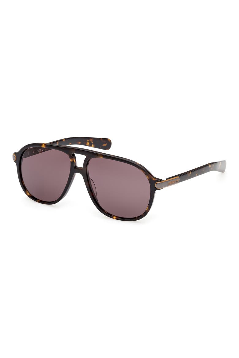58mm Pilot Sunglasses, Alternate, color, DARK HAVANA / BROWN