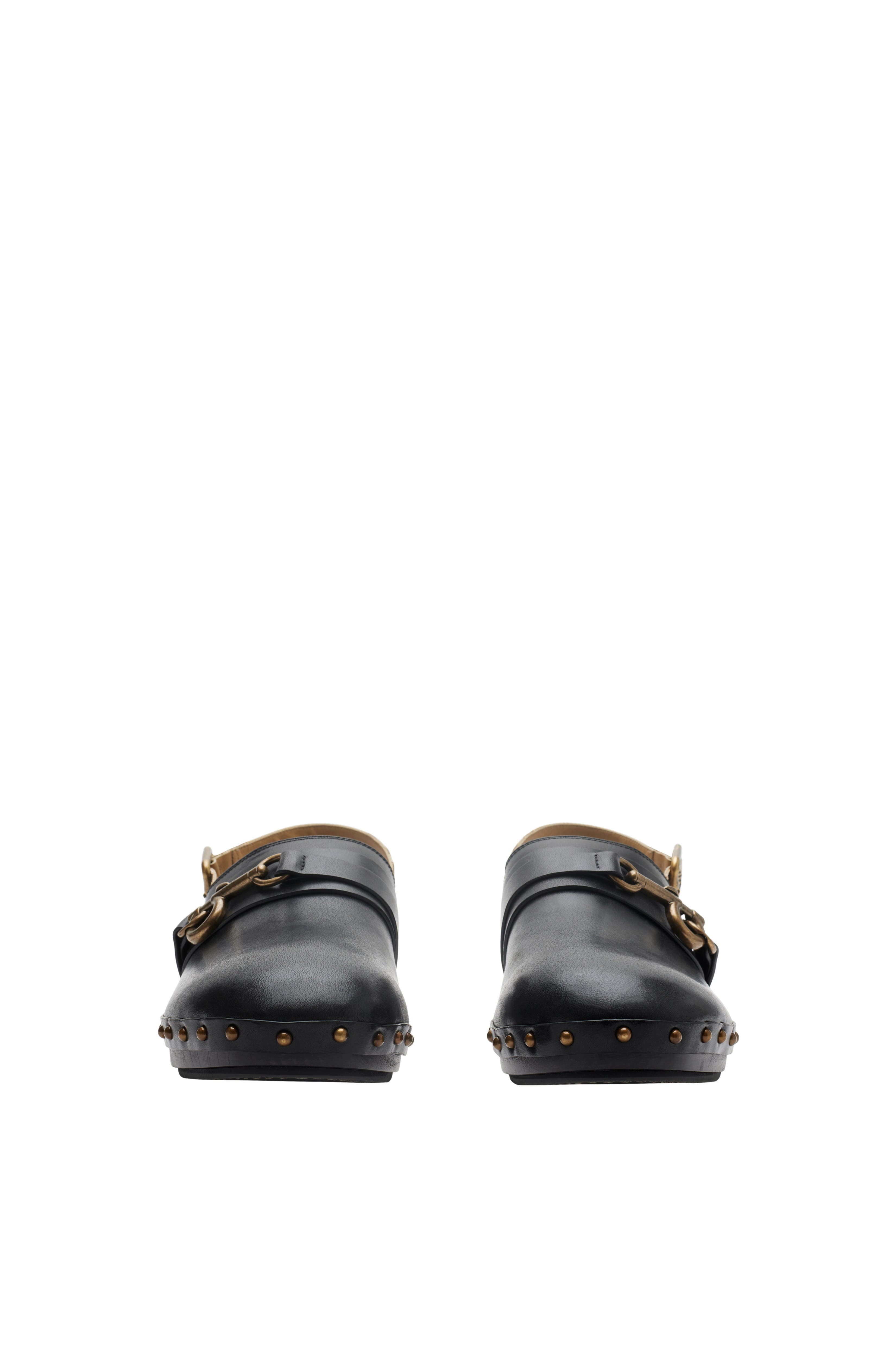 Burberry Leather Trunk Strap Clogs, Alternate, color, 