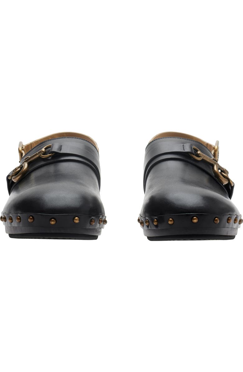 Burberry Leather Trunk Strap Clogs, Alternate, color,