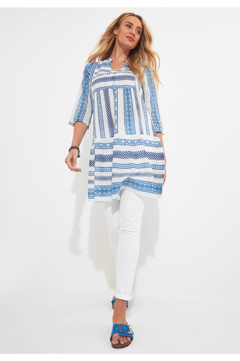 Ruffle Hem Cotton Tunic, Main, color, BLUE STRIPE