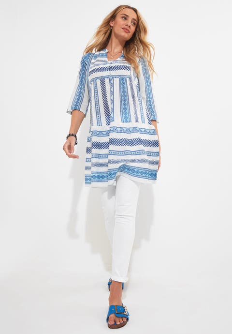 Ruffle Hem Cotton Tunic (Plus)