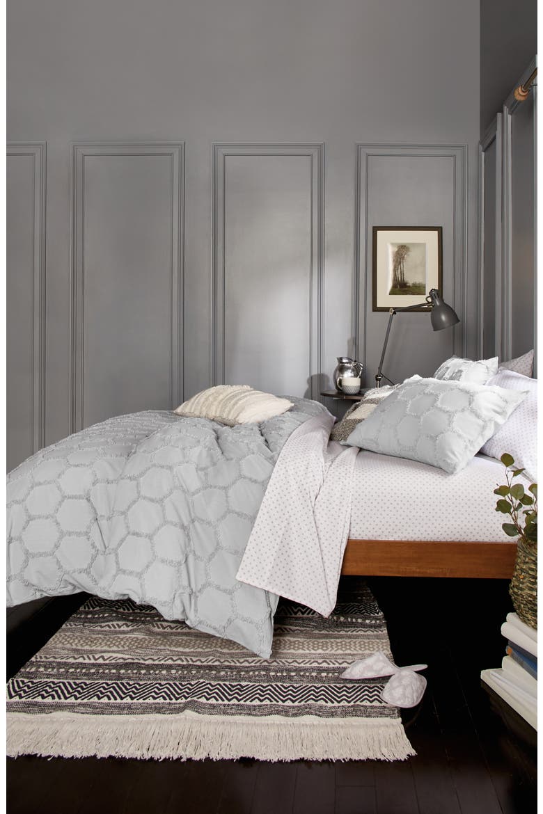 Chenille Honeycomb Comforter & Sham Set, Alternate, color, GREY