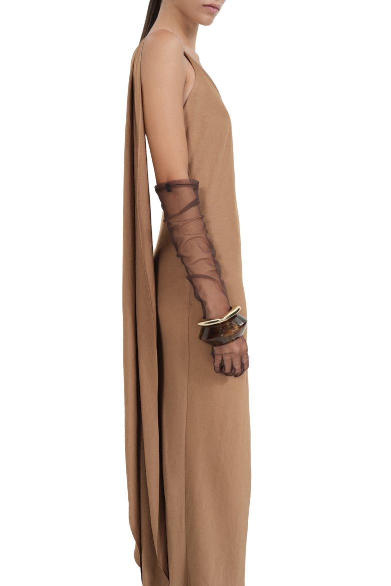 Asymmetric Cape Dress, Alternate, color, BEIGE