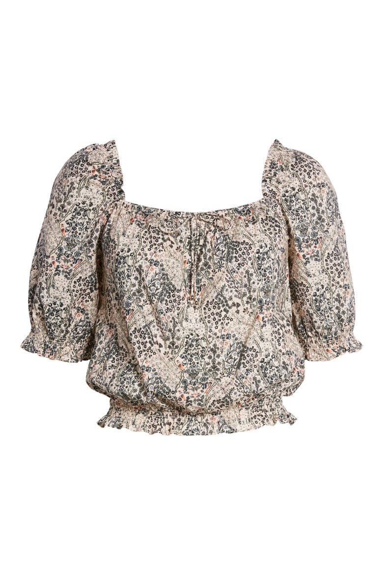 Elise Floral Print Puff Sleeve Top, Alternate, color, ECRU MLTI