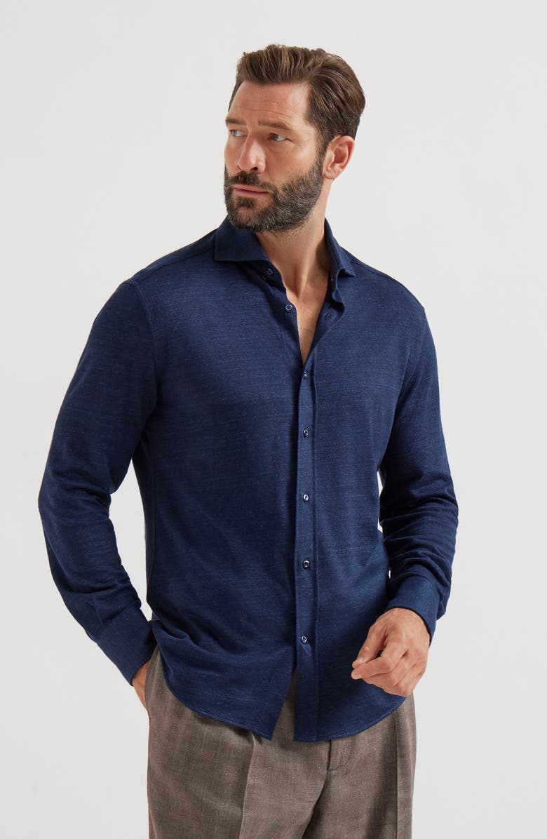 Brunello Cucinelli Jersey shirt, Alternate, color, Navy Blue