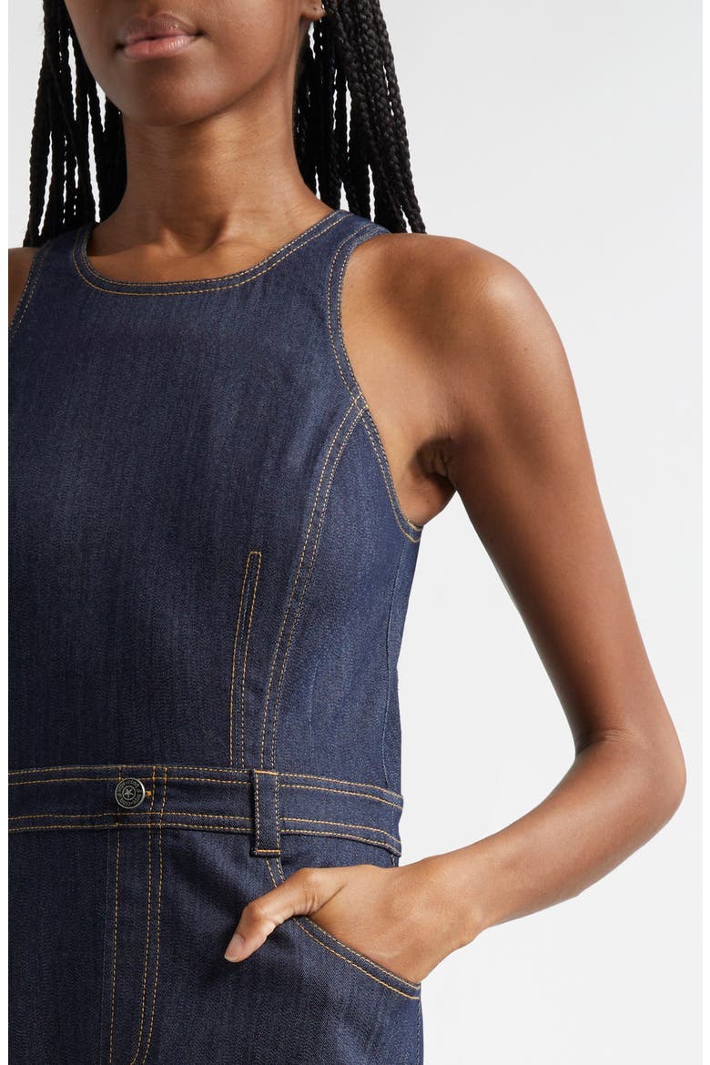 Baran Sleeveless Denim Midi Dress, Alternate, color, INDIGO