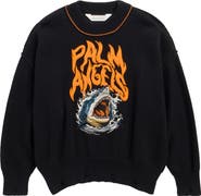 Palm Angels Kids' Flames Shark Crewneck Sweatshirt
