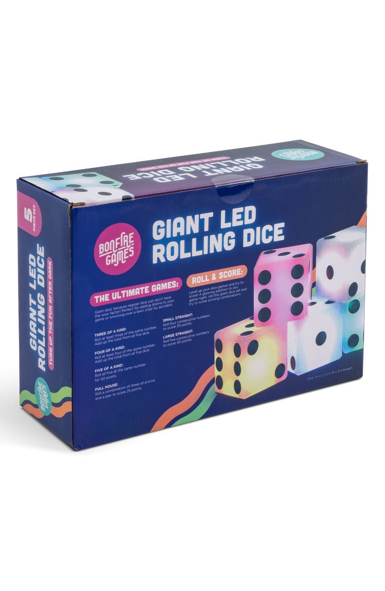 Core Home 5-Piece Giant LED Rolling Dice Set, Alternate, color, Multi
