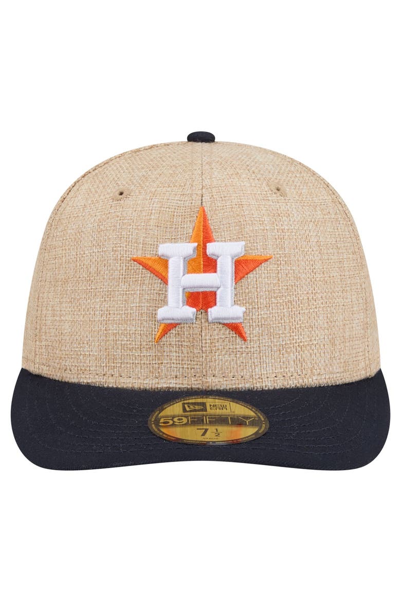 Men's New Era  Natural/Navy Houston Astros Twine 59FIFTY Fitted Hat, Alternate, color, Natural