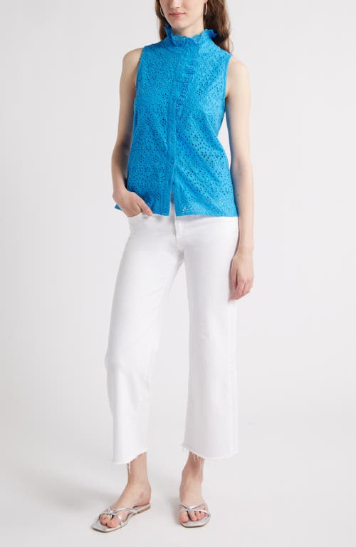 Caslonr Caslon(r) Ruffle Eyelet Sleeveless Button-up Shirt