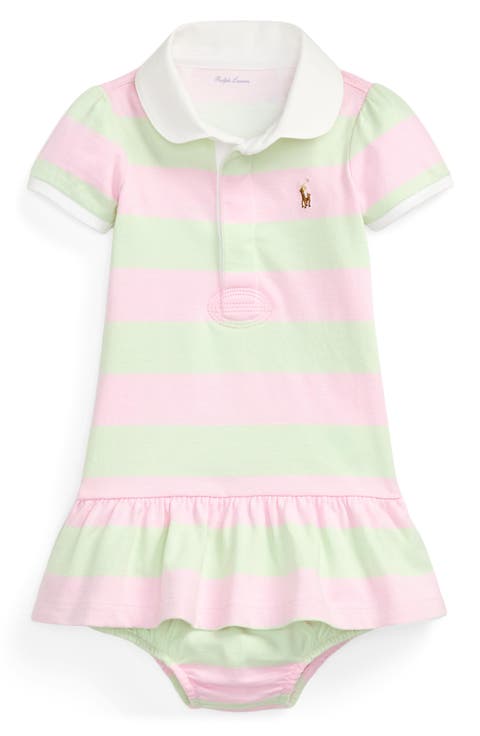 Rugby Stripe Cotton Jersey Dress & Bloomers (Baby)