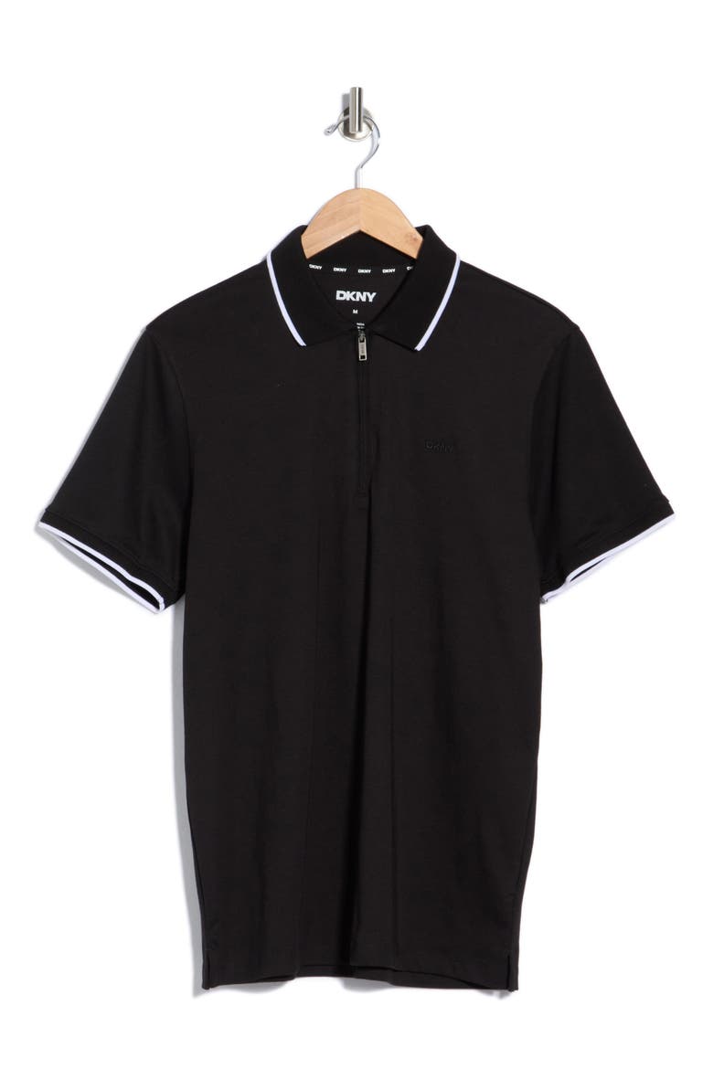 Zip Polo, Alternate, color, BLACK