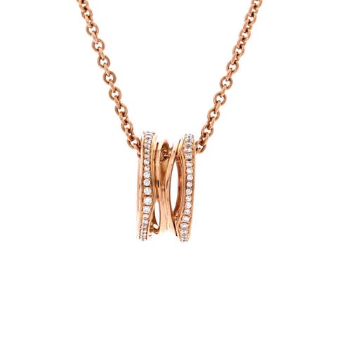 B.Zero1 Open Design Legend Zaha Hadid Pendant Necklace 18K Rose Gold with Diamonds