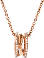 Pre-Owned Bvlgari B.Zero1 Open Design Legend Zaha Hadid Pendant Necklace 18K Rose Gold with Diamonds