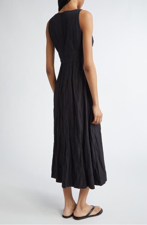 Partow Camden Metallic Crinkle Cotton Midi Dress In Black