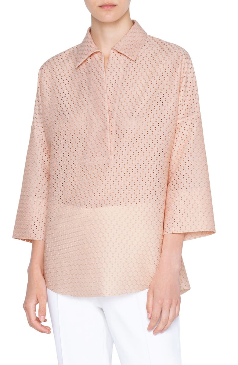 Akris punto Dot Lace Tunic Blouse, Alternate, color,