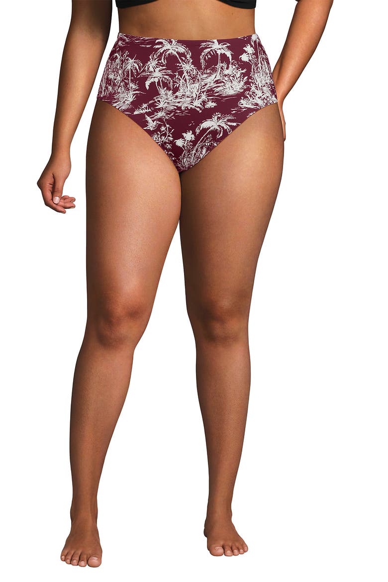 Cheeky High Waisted Bikini Bottoms, Main, color, Burgundy Island Scenic