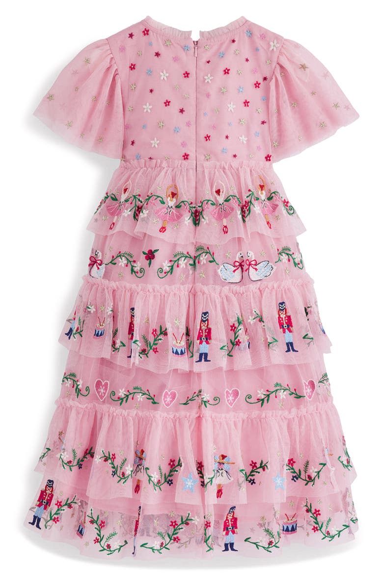 Kids' Embroidered Tulle Ruffle Dress, Alternate, color, PINK