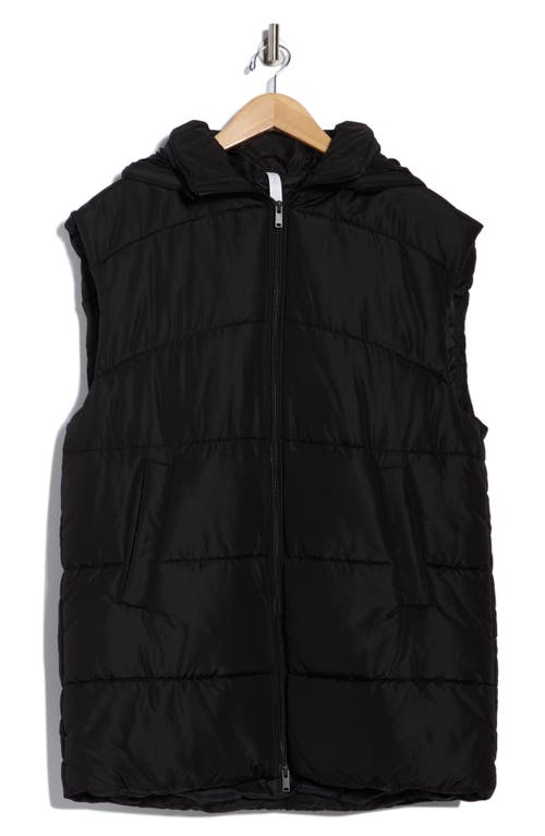 Z By Zella Hooded Long Quilted Vest In Brown