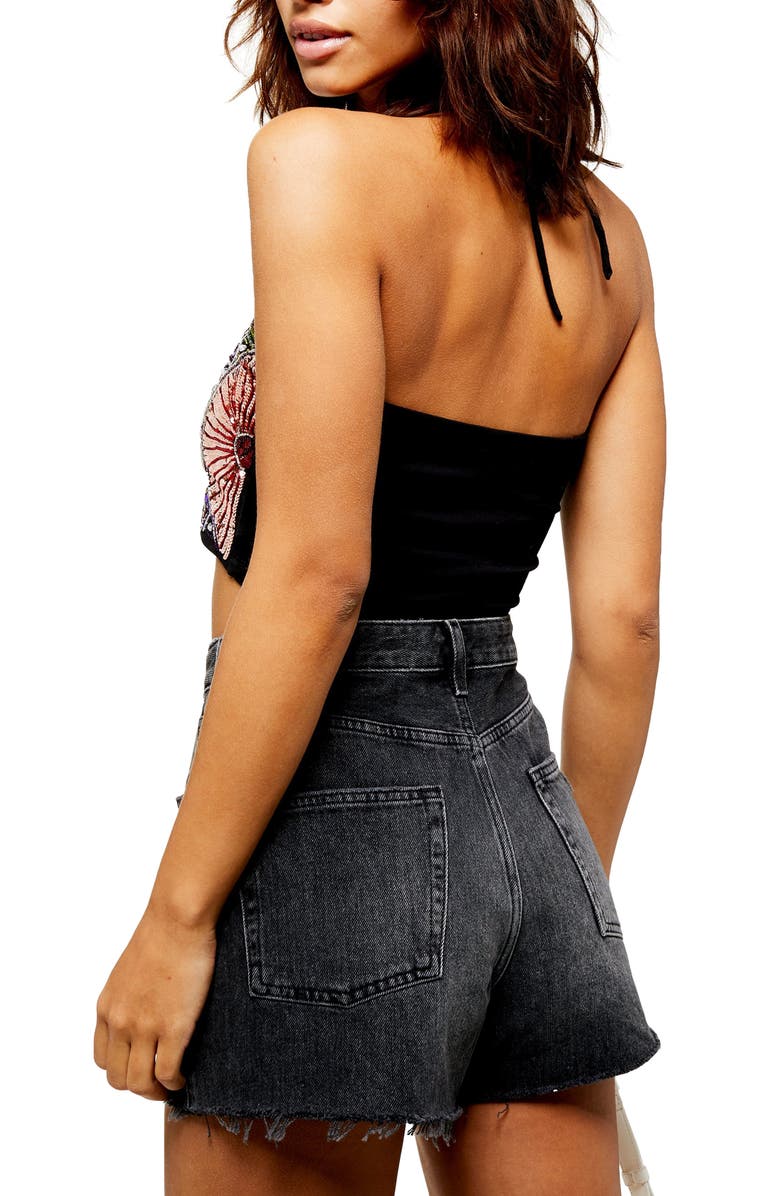 Topshop Embellished Halter Top, Alternate, color, 