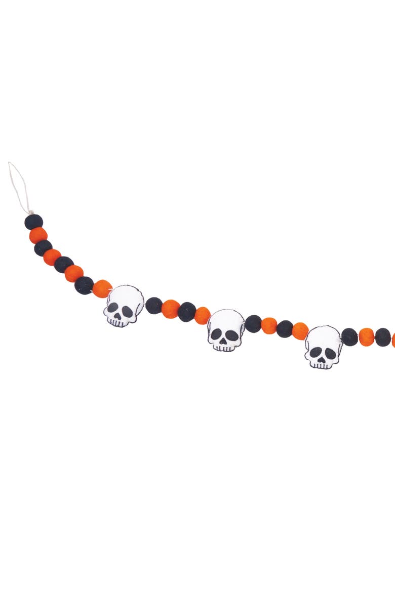Halloween Skull Garland Party Banner, Alternate, color, Orange