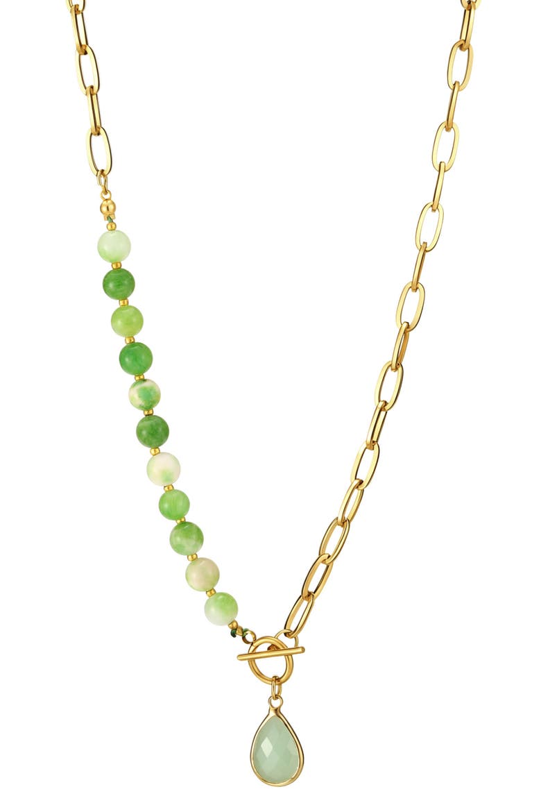 18k Gold Plated Teardrop Pendant Necklace, Main, color, GOLD/ GREEN
