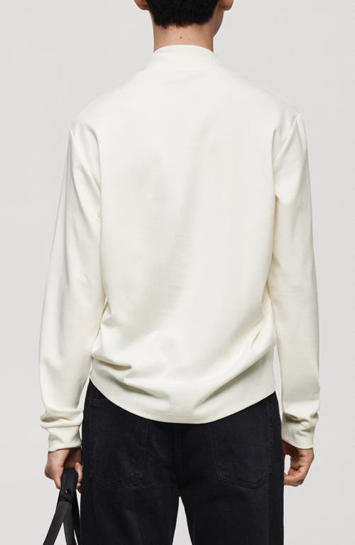Mango Perkins Mock Neck Stretch Cotton Top In Ecru