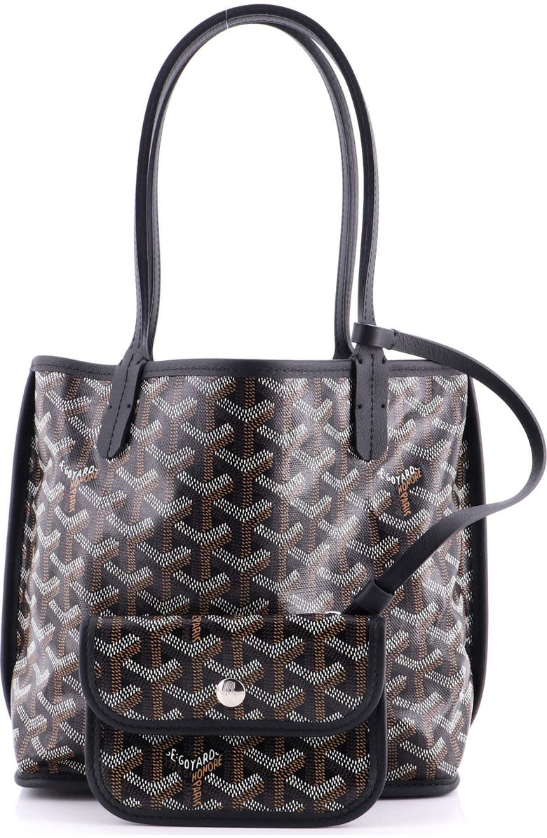 Pre-Owned Goyard Anjou Reversible Tote Coated Canvas Mini, Alternate, color, Black