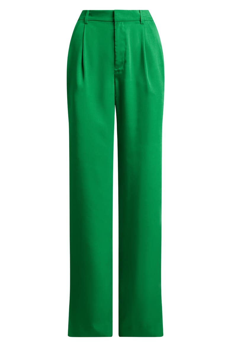 Luxe Twill Pleated Pants, Alternate, color, STEM GREEN