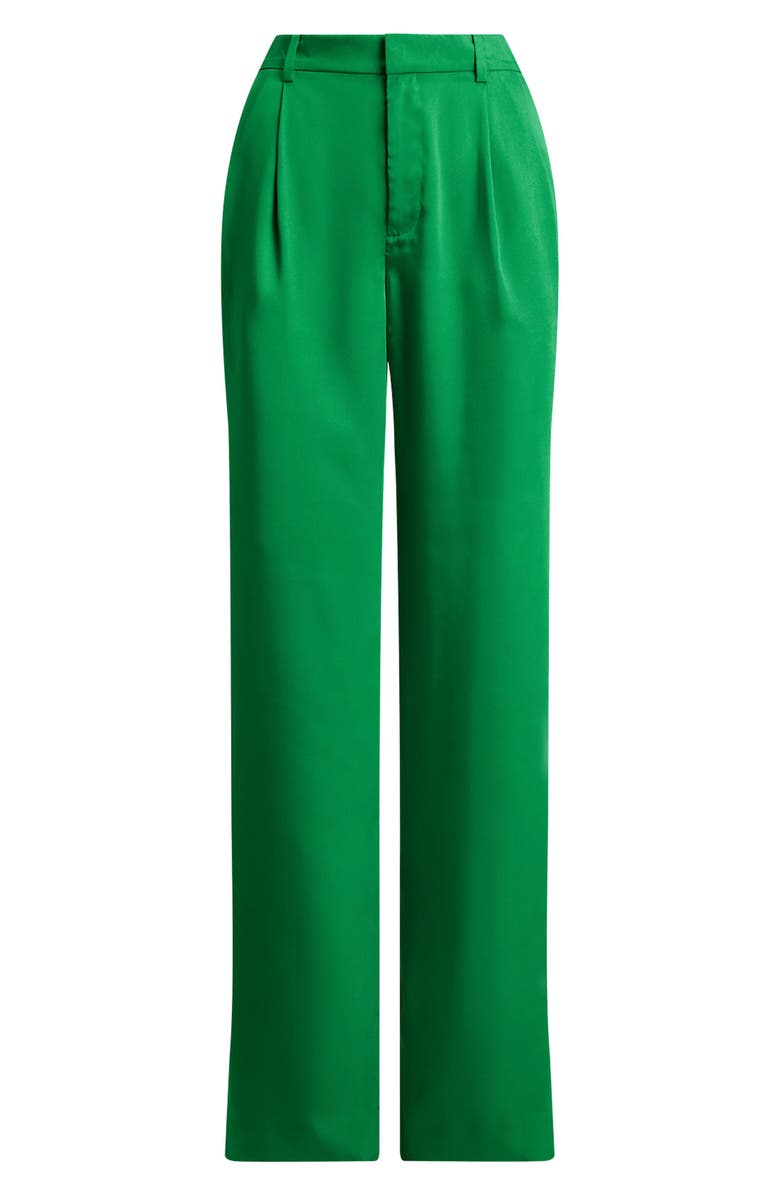 Lauren Ralph Lauren Luxe Twill Pleated Pants, Alternate, color, Stem Green
