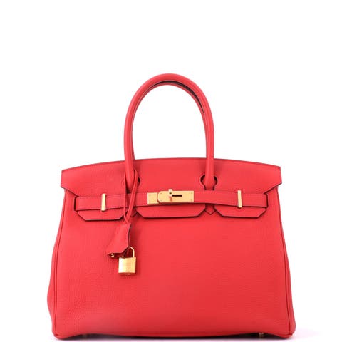 Birkin Handbag Red Togo with Gold Hardware 30