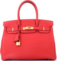 Pre-Owned Hermes Birkin Handbag Red Togo with Gold Hardware 30