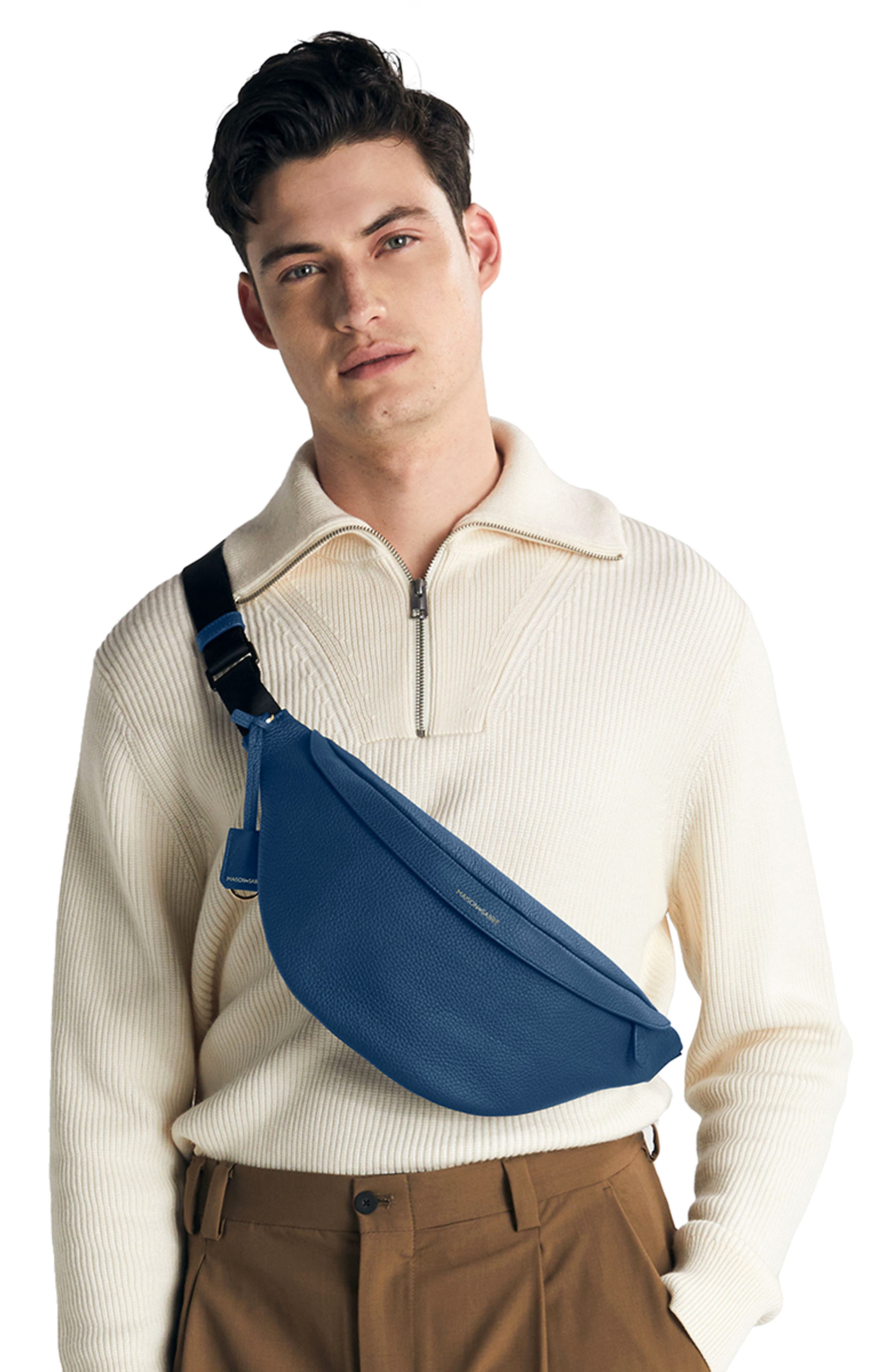 Large Leather Sling Bag, Alternate, color, Pacific Blue