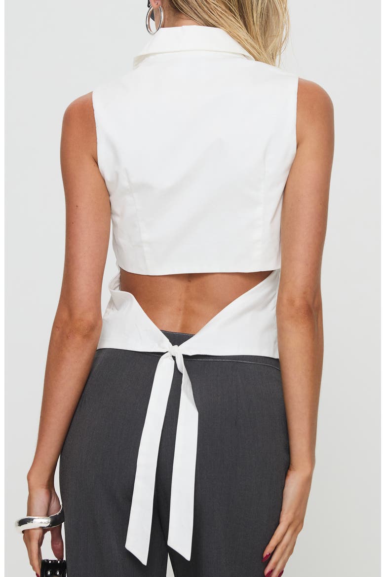 Campus Tie Back Organic Cotton Longline Vest, Alternate, color, WHITE
