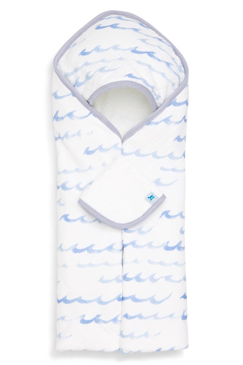 Cotton Muslin & Terry Hooded Towel, Main, color, HIGH TIDE