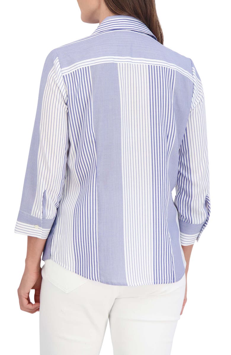 Foxcroft Luna Stripe Shirt, Alternate, color, Sapphire