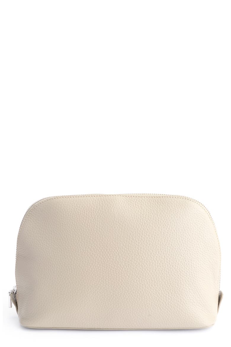 Leather Cosmetics Bag, Main, color, TAUPE