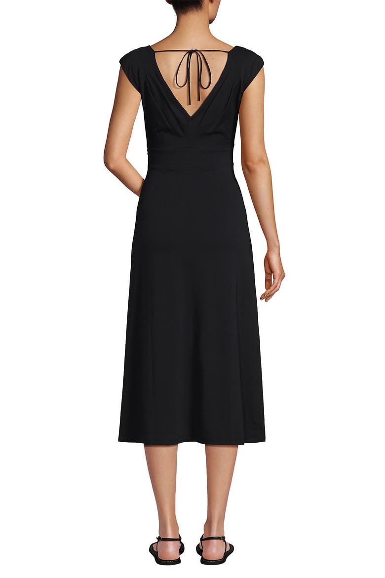 Cotton Modal Off the Shoulder Wrap Midi Dress, Alternate, color, Black